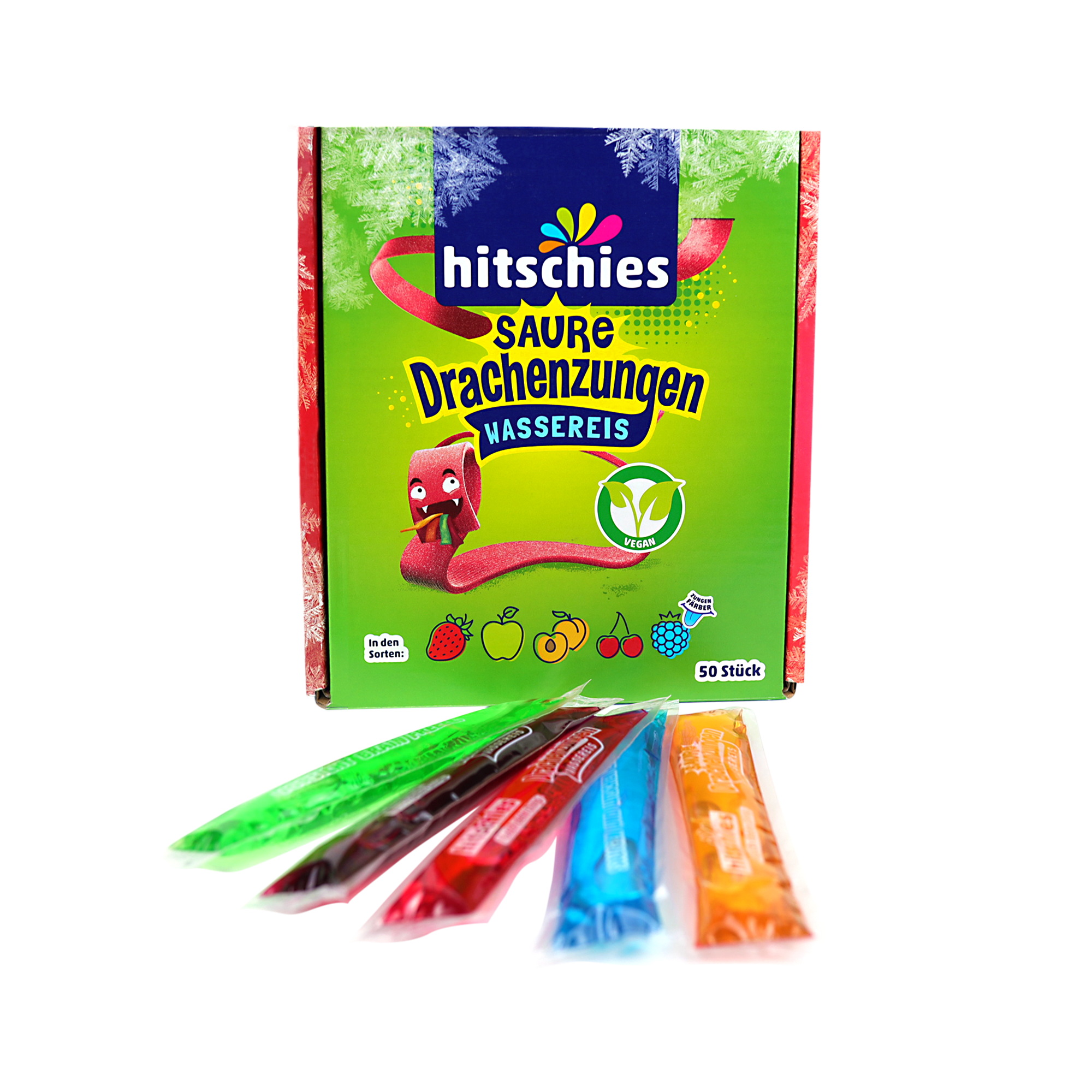 Sour Dragon Tongues Water Ice 50 Pack 
