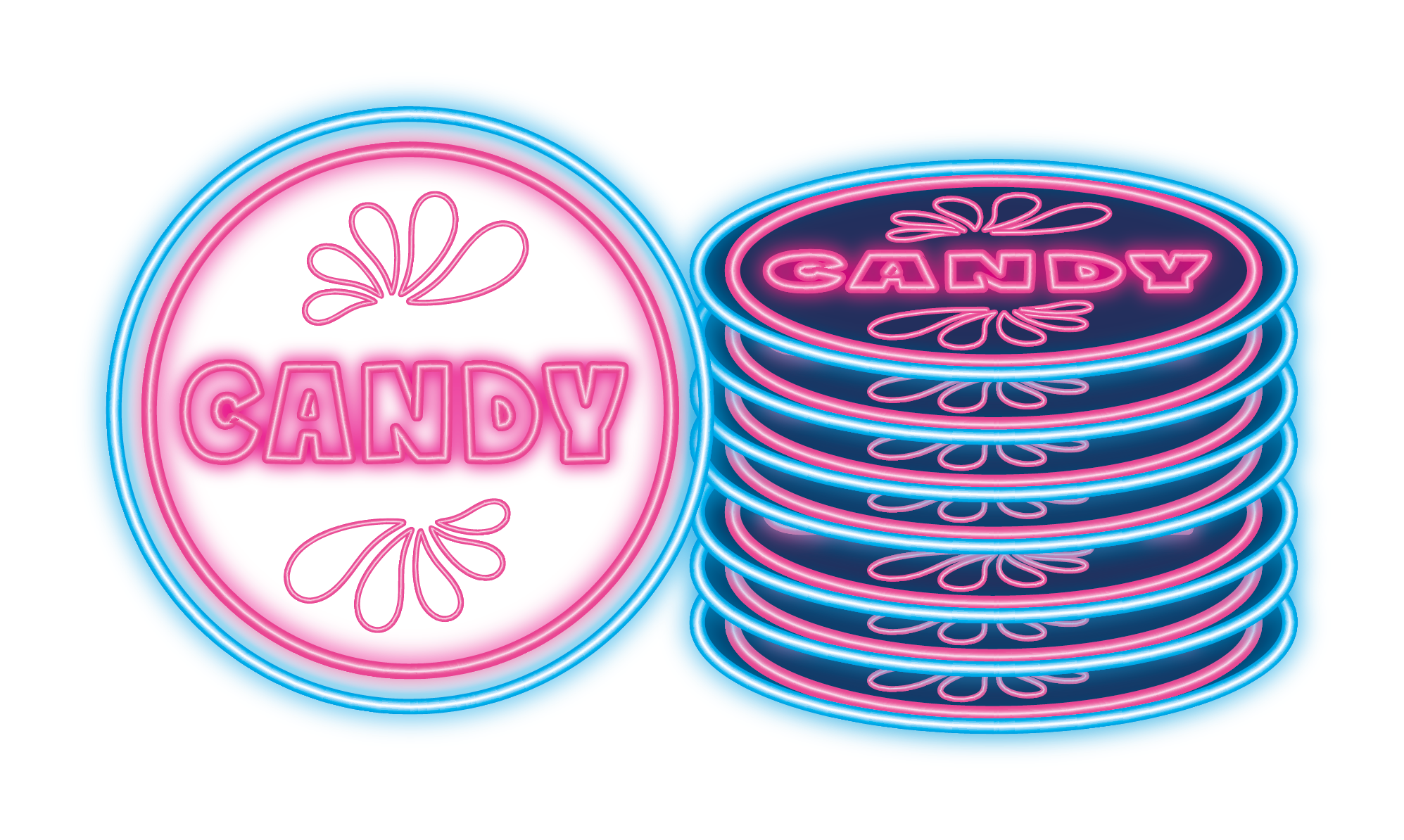 Friends Club Candy Punkte Icon von hitschies in hellblau, pink und dunkelblau 