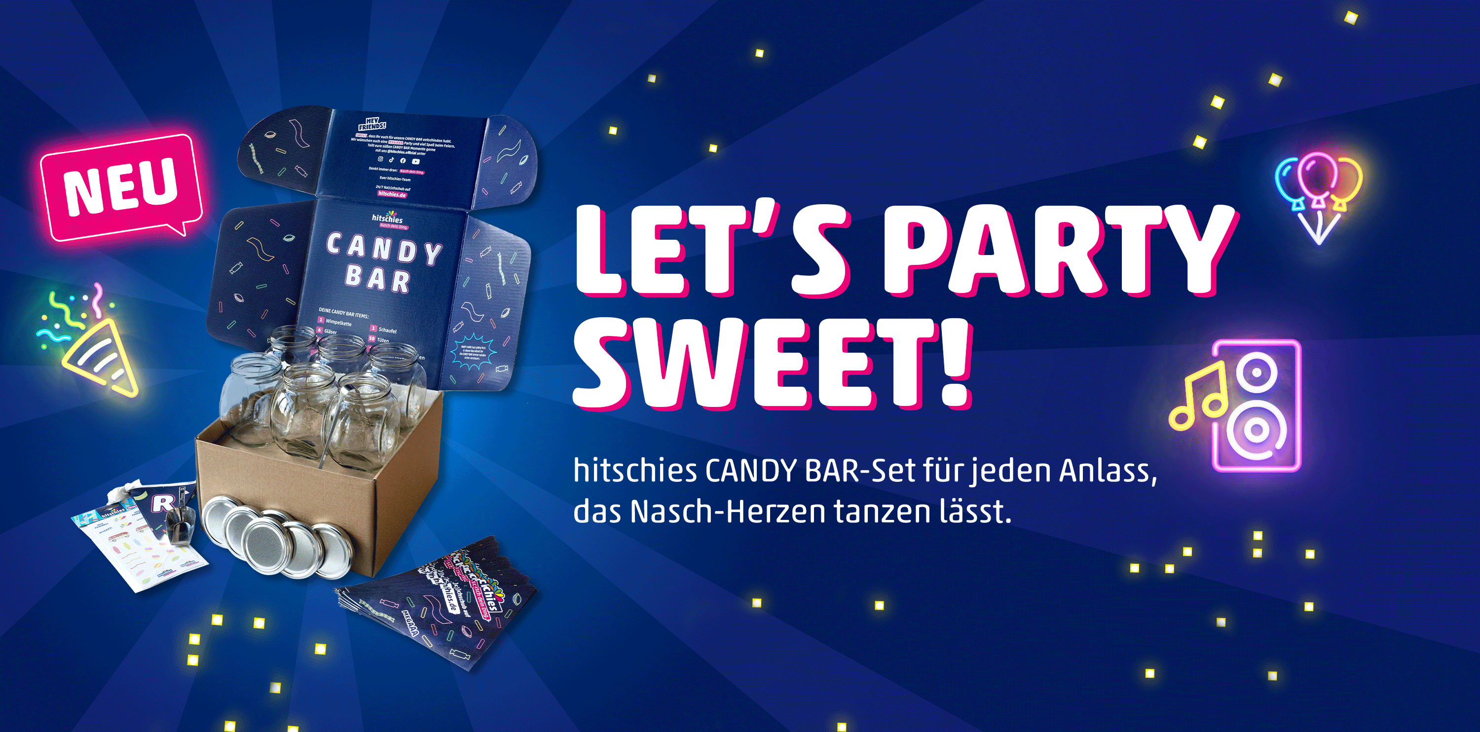 hitschies Home Candy Bar Set für jeden Anlass, um eine süße Party mit deinen Lieblingssüßigkeiten zu feiern 